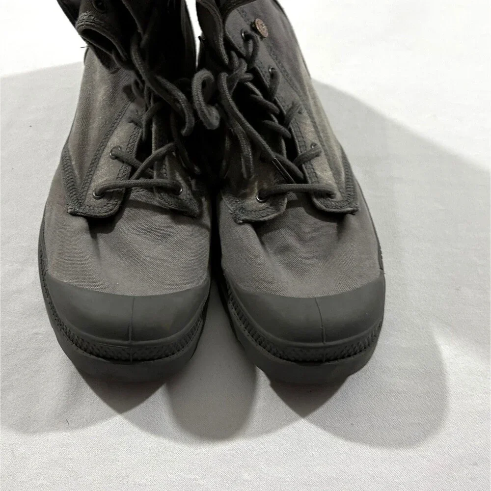 Palladium Gray Baggy City Shell Canvas Fold Over Lace Boots Mens Shoes Sz 11.5
